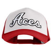 Aces White Patched Summer Foam Mesh Trucker Cap - Red White OSFM