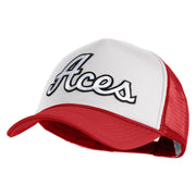 Aces White Patched Summer Foam Mesh Trucker Cap - Red White OSFM
