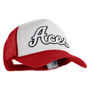Aces White Patched Summer Foam Mesh Trucker Cap - Red White OSFM