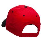 Tiny Red Black Asian Dragon Patched Two Tone Cotton Twill Low Profile Strap Cap - Black-Red OSFM