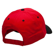 Tiny Red Black Asian Dragon Patched Two Tone Cotton Twill Low Profile Strap Cap - Black-Red OSFM