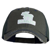 Maine State Moose Patched Low Profile Special Cotton Mesh Cap - Green OSFM