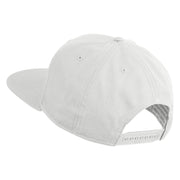Old English N Faux Leather Patched Cotton Flat Bill Pro Cap - White OSFM