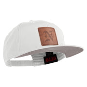 Old English N Faux Leather Patched Cotton Flat Bill Pro Cap - White OSFM