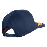 Scrambled Eggs Yellow Patched Solid Cotton Twill 5 Panel Prostyle Snap Cap - Navy OSFM
