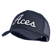 Aces White Patched Summer Foam Mesh Trucker Cap - Navy OSFM
