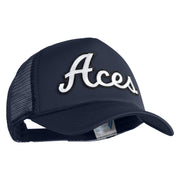 Aces White Patched Summer Foam Mesh Trucker Cap - Navy OSFM