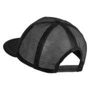 Large C Outline Faux Leather Patched Flat Bill Trucker Cap - Black OSFM