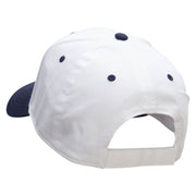 Tiny Red Black Asian Dragon Patched Two Tone Cotton Twill Low Profile Strap Cap - Navy-White OSFM