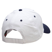 Tiny Red Black Asian Dragon Patched Two Tone Cotton Twill Low Profile Strap Cap - Navy-White OSFM