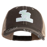Maine State Moose Patched Low Profile Special Cotton Mesh Cap - Brown-Khaki OSFM