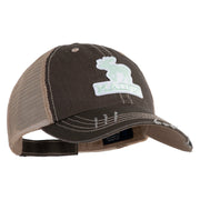 Maine State Moose Patched Low Profile Special Cotton Mesh Cap - Brown-Khaki OSFM