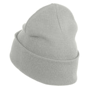 Cluster of Grapes Fruit Iron on Patched 12 Inch Long Knitted Beanie - Heather Grey OSFM