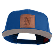 Old English N Faux Leather Patched Cotton Flat Bill Pro Cap - Royal OSFM