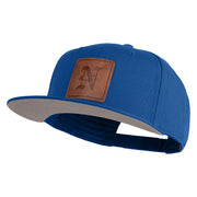 Old English N Faux Leather Patched Cotton Flat Bill Pro Cap - Royal OSFM