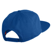 Old English N Faux Leather Patched Cotton Flat Bill Pro Cap - Royal OSFM