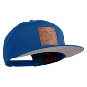 Old English N Faux Leather Patched Cotton Flat Bill Pro Cap - Royal OSFM