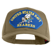 United State Navy Seabees Blue Patched Solid Cotton Twill Mesh Prostyle Cap - Khaki OSFM