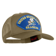 United State Navy Seabees Blue Patched Solid Cotton Twill Mesh Prostyle Cap - Khaki OSFM