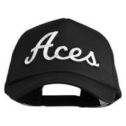 Aces White Patched Summer Foam Mesh Trucker Cap - Black OSFM