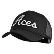 Aces White Patched Summer Foam Mesh Trucker Cap - Black OSFM