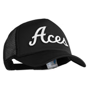 Aces White Patched Summer Foam Mesh Trucker Cap - Black OSFM