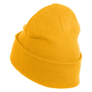 Cluster of Grapes Fruit Iron on Patched 12 Inch Long Knitted Beanie - Mustard OSFM