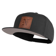 Old English N Faux Leather Patched Cotton Flat Bill Pro Cap - Black OSFM