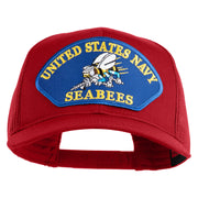 United State Navy Seabees Blue Patched Solid Cotton Twill Mesh Prostyle Cap - Red OSFM
