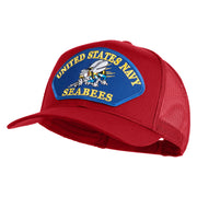 United State Navy Seabees Blue Patched Solid Cotton Twill Mesh Prostyle Cap - Red OSFM