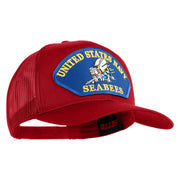 United State Navy Seabees Blue Patched Solid Cotton Twill Mesh Prostyle Cap - Red OSFM