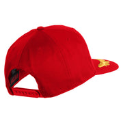 Scrambled Eggs Yellow Patched Solid Cotton Twill 5 Panel Prostyle Snap Cap - Red OSFM