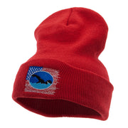 American Swimmer Embroidered 12 Inch Long Knitted Beanie