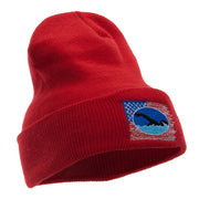 American Swimmer Embroidered 12 Inch Long Knitted Beanie