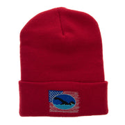 American Swimmer Embroidered 12 Inch Long Knitted Beanie