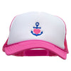 Heart Anchor Embroidered Summer Foam Mesh Trucker Cap - White-Magenta OSFM