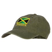 Jamaica Flag with Letters Embroidered Washed Cotton Twill Cap