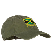 Jamaica Flag with Letters Embroidered Washed Cotton Twill Cap