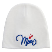 Mom Embroidered 8 inch Acrylic Short Blank Beanie - White OSFM