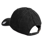 US Marine Corps Seal Embroidered Washed Solid Pigment Dyed Cotton Twill Brass Buckle Cap - Black OSFM