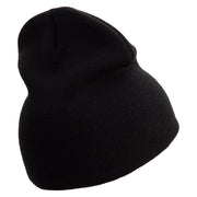 Squirrel with nuts Embroidered 8 inch Acrylic Short Beanie - Black OSFM