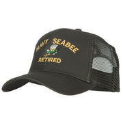 US Navy Seabee Retired Embroidered Solid Cotton Mesh Pro Cap