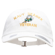 Officially Licensed United States Navy Seabee Veteran Unstructured Low Profile 6 panel Cotton Cap - White OSFM