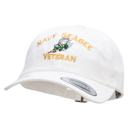 Officially Licensed United States Navy Seabee Veteran Unstructured Low Profile 6 panel Cotton Cap - White OSFM