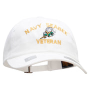 Officially Licensed United States Navy Seabee Veteran Unstructured Low Profile 6 panel Cotton Cap - White OSFM