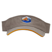 Mountain Waves Embroidered Pro Style Cotton Twill Washed Visor - Olive-Gold OSFM