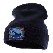 American Swimmer Embroidered 12 Inch Long Knitted Beanie