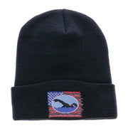 American Swimmer Embroidered 12 Inch Long Knitted Beanie