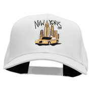 NYC Taxi Embroidered Solid Cotton Twill Pro Style Cap - White OSFM