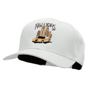 NYC Taxi Embroidered Solid Cotton Twill Pro Style Cap - White OSFM